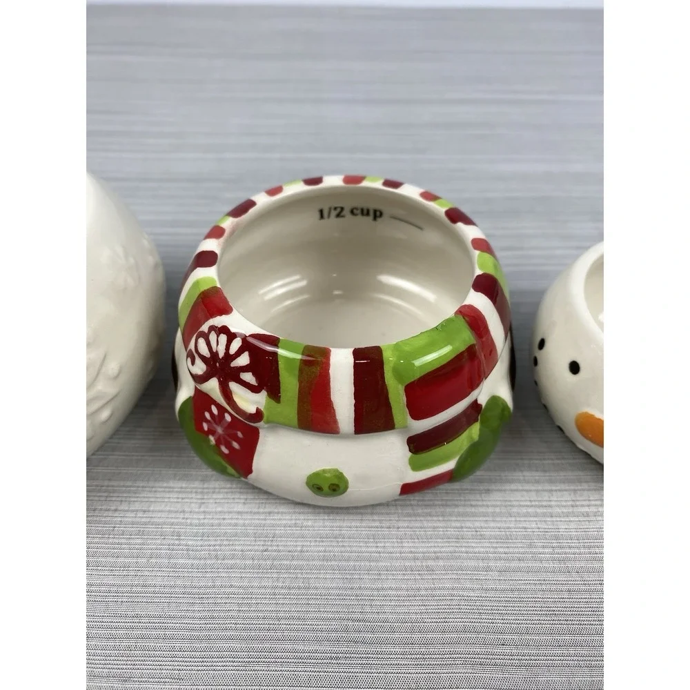 Pier 1 Imports Snowman Stacking‎ 4 Pc Measuring Cup Set Christmas Decor